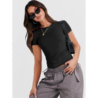 ANRABESS Women's Soft Short Sleeve T-Shirt, Crew Neck Top Slim Fit Basic Tee for Summer Casual Y2k Everyday Wear