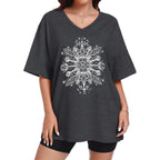 ADOREJOY Oversized Tshirts for Women V Neck Summer Graphic Tees Casual Short Sleeve Loose Tops 2026
