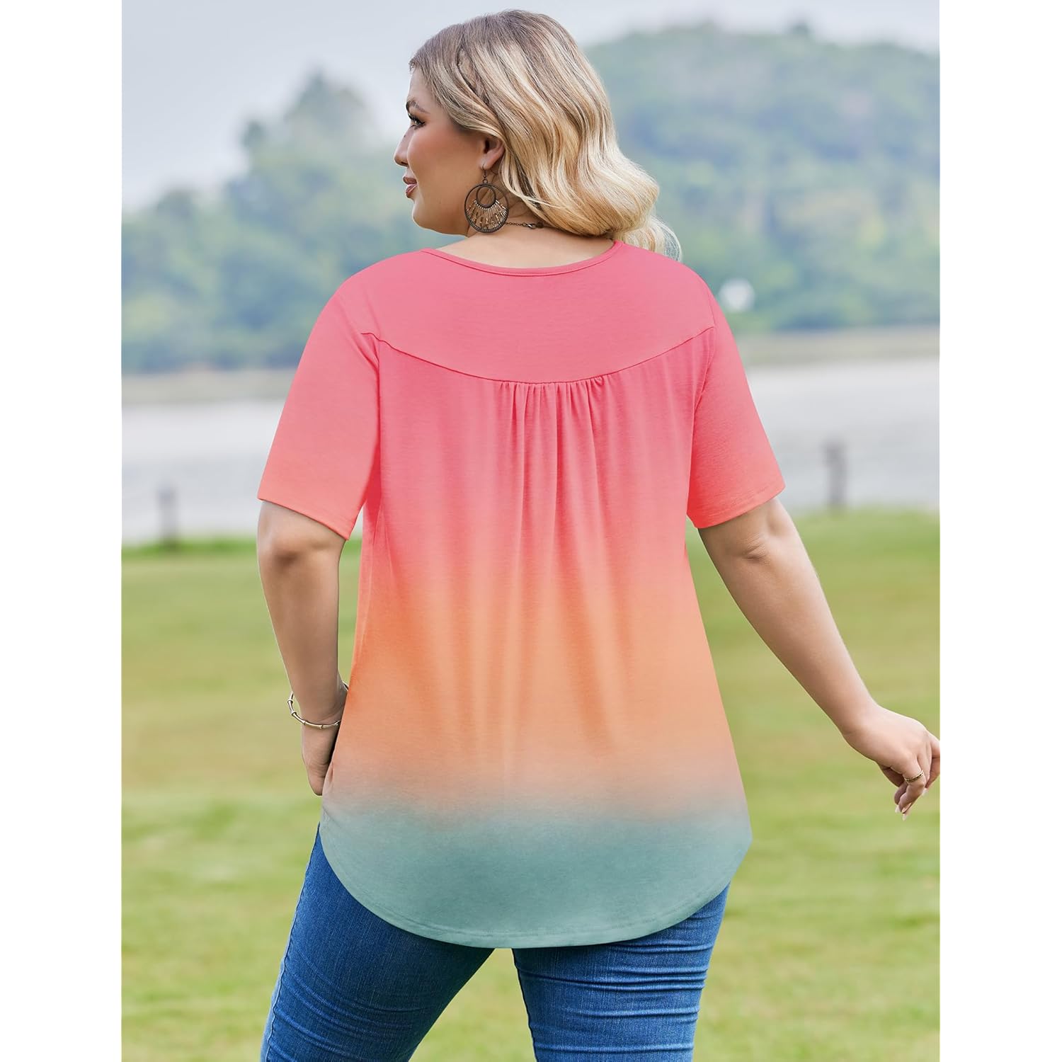 Women's Leggings Fit Tunic Top Gradient Pink