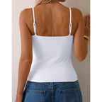 Women's Cotton Cami Tops with Built in Shelf Bra Unpadded Spaghetti Straps Tank Top Fitted Basic Camisole Shirts