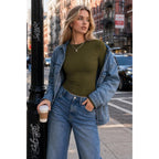 Zeagoo Womens Long Sleeve Stretch Crewneck Ribbed T-Shirt Slim Fit Casual Basic Tops S-XXL