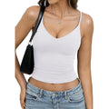 EasyGala Womens Double Lined Camisole Crop Tops Sexy V Neck Spaghetti Straps Tank Tops Fitted Y2K Summer Going Out Shirt
