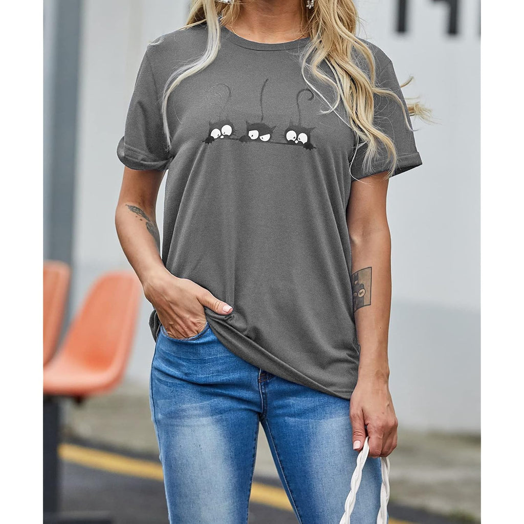 NIUBIA Women's T Shirts Summer Tops Simple Heart Graphic Shirts Sayings Short Sleeve Vacation Casual Blouse Thankful Tee