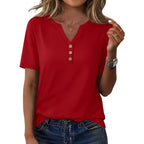XIEERDUO Womens Summer Tops Short Sleeve Henley Shirts Casual V Neck T Shirts Business Work Blouses Dressy 2026