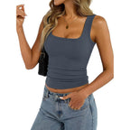 EasyGala Womens Cotton Square Neck Ribbed Tank Tops Fitted Thin Shoulder Strap Sleeveless Basic Summer Cami Clothes 2026