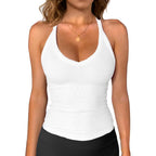 Women's Racerback V-Neck Tank Top White