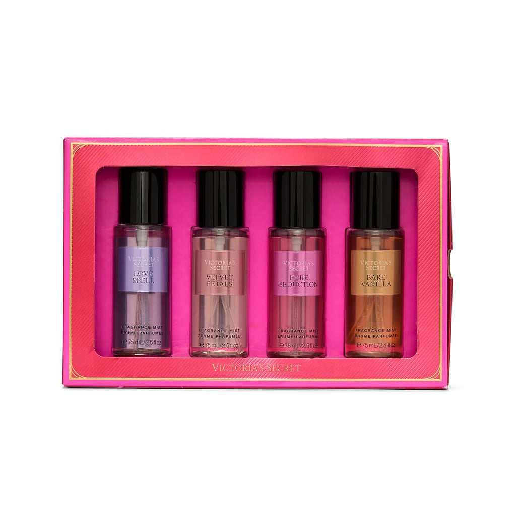 Victoria's Secret Fragrance Mist Collection 4 Piece Mini Mist Gift Set, Assorted Scents, Gift Set for Women