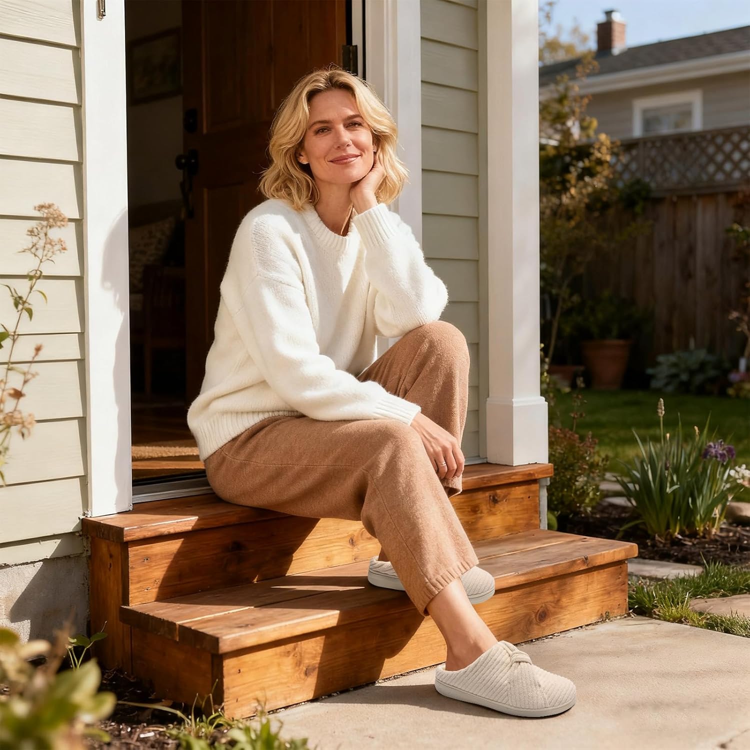 Women's Slippers Corduroy Beige