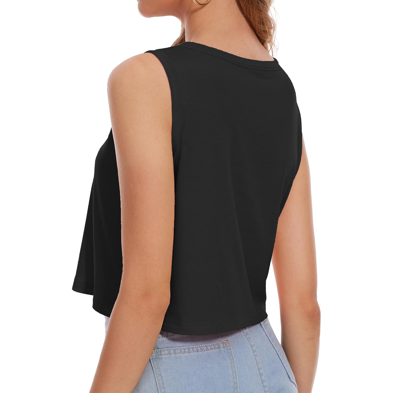 Women's Loose Fit Crop Tank Top Black