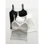Women's Built-In Bra Crop Tank Top Black/White/Grey