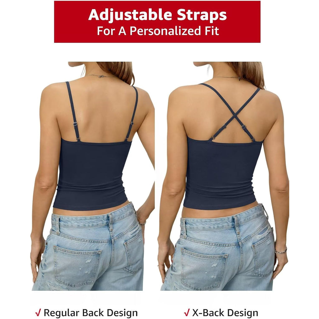 EasyGala Womens Cotton Camisole Crop Tops Square Neck Henley Tank Tops Fitted Y2K Going Out Cami Shirt Summer Fashion
