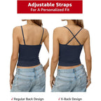 EasyGala Womens Cotton Camisole Crop Tops Square Neck Henley Tank Tops Fitted Y2K Going Out Cami Shirt Summer Fashion