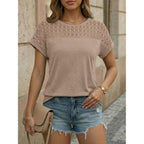 AUTOMET Women's Short Sleeve Shirts Dressy Business Casual Summer Tops 2026 Lace Spring Blouses Loose Fit Trendy Outfits