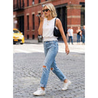 Women's Boho Smocked Tank Top White