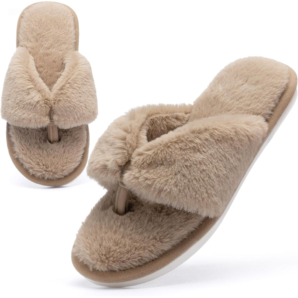 Women's Slippers Fluffy Dark Brown