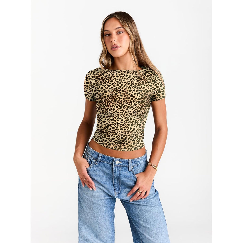 Trendy Queen Womens Boat Neck Short Sleeve T-Shirts Fitted Compression Basic Tops