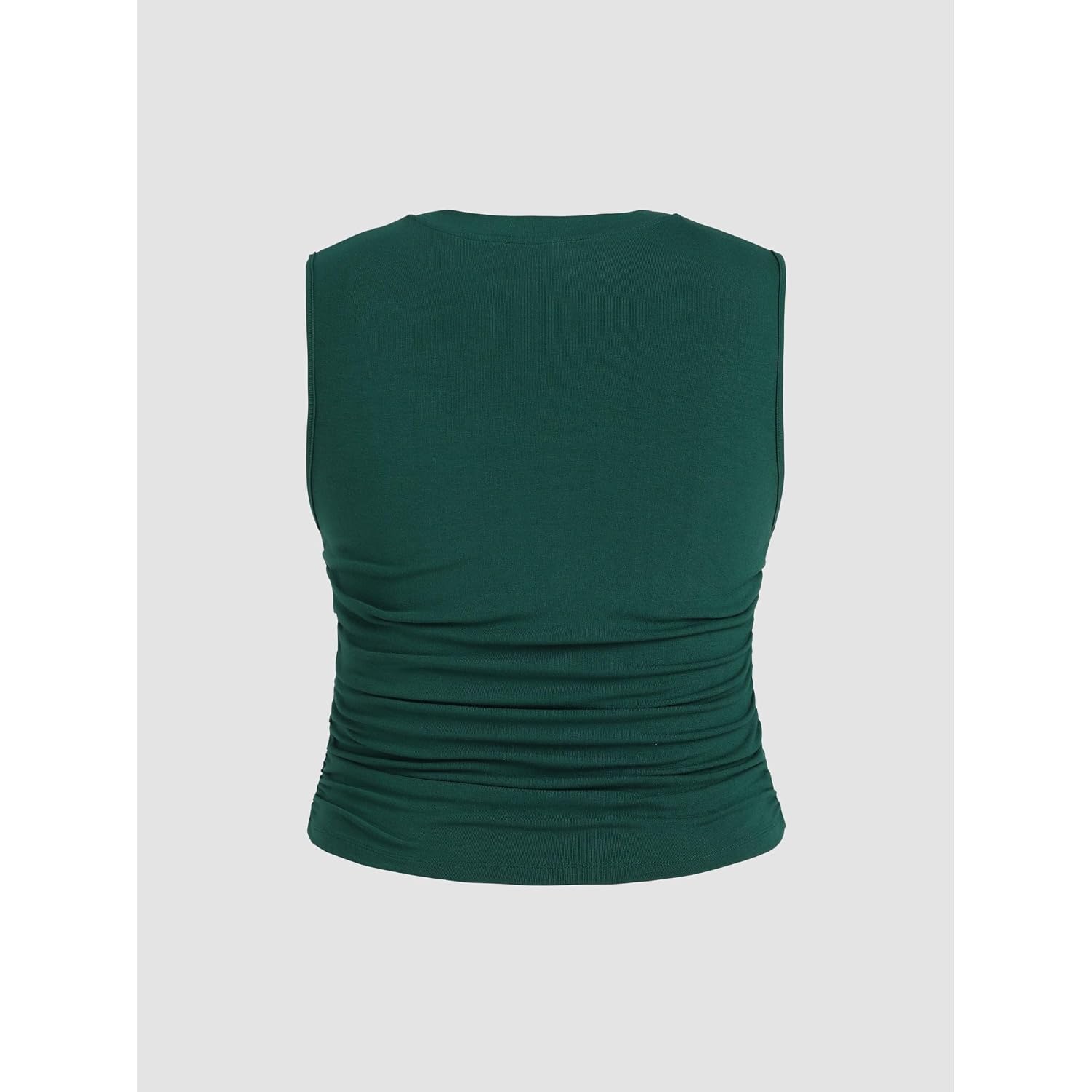 CIDER Plus Size Tops for Women Sleeveless Ruched Crew Neck Crop Tank Top Summer Casual Outfits