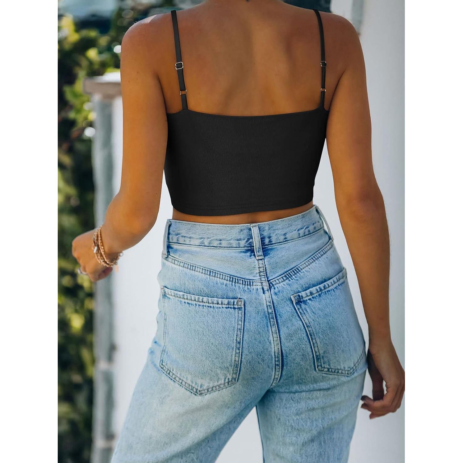 Women's Double Lined Camisole Tank Top Black