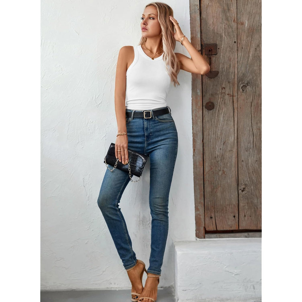 LOLONG Womens Tank Tops Summer Sleeveless Racerback Casual Basic Ribbed Knit Shirts