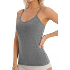 Women's Shelf Bra V-Neck Tank Top Set C
