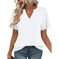 Women's Business Casual V-Neck Tunic Top White