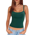 SUUKSESS Women Built in Bra Tank Tops Double Line Going Out Basic Square Neck Camisole Top