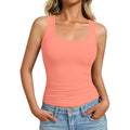 GKBK Women's Scoop Neck Tank Top Double Lined Sleeveless Fitted Basic Summer Top for Daily Wear and Going Out