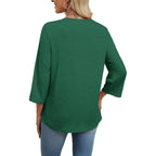 Women's Boho Lace V-Neck Tunic Top Light/Dark Green