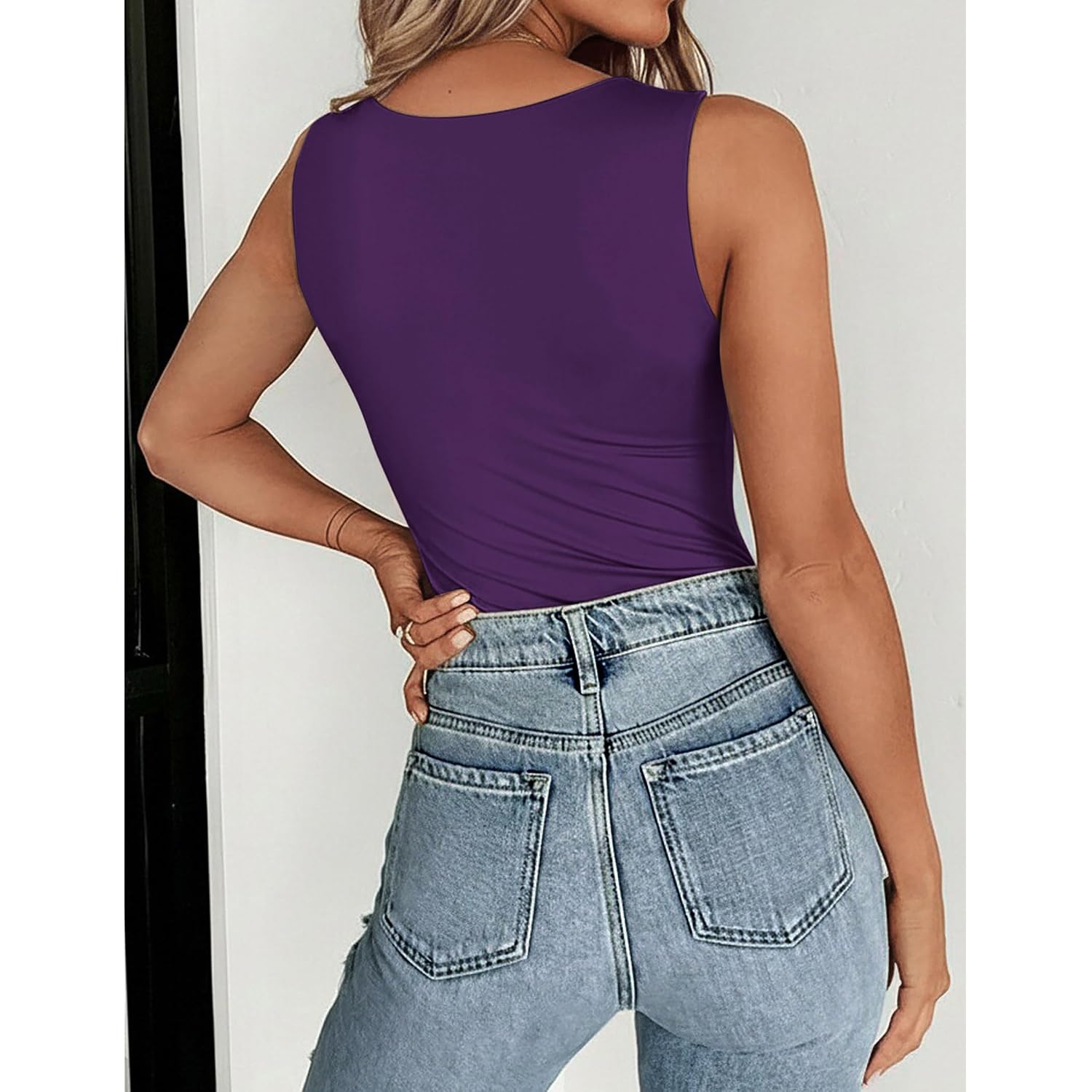 Zeagoo Womens Double Lined Crew Neck Tank Tops Cute Summer Sleeveless Workout Tops Basic Going Out Clothes 2026