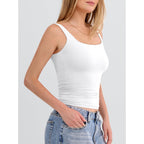 Women's Double Lined Square Neck Tank Top White
