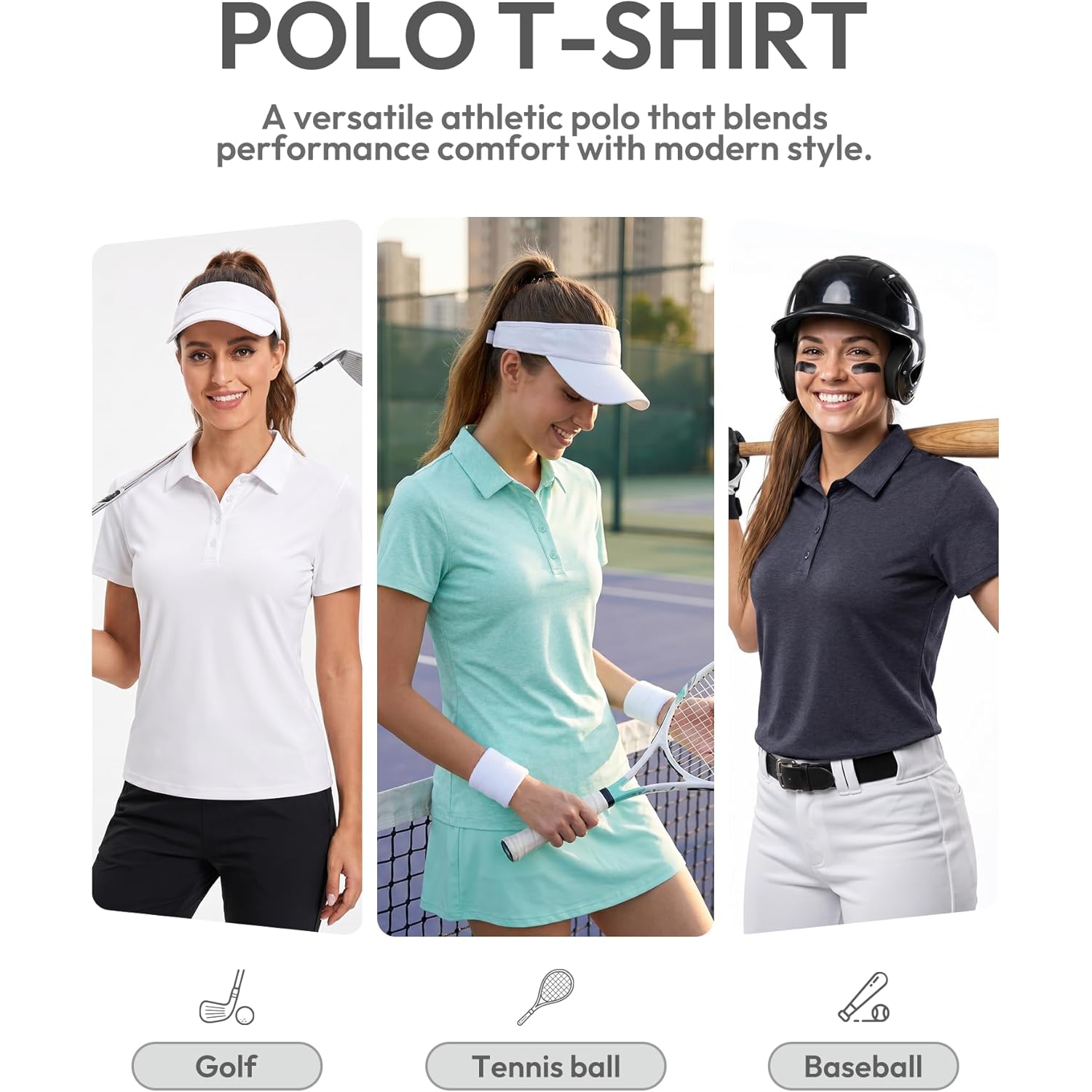 Women's Athletic Quick Dry Polo Shirt Black/White/Purple/Light Green/Army Green