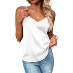 Women's Silk Satin Camisole Tank Top White