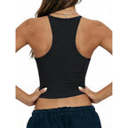 Danysu Double Lined Padded Racerback Stretchy Crop Tank Tops V Neck Slim Fitted Tee Workout Gym Yoga Y2K Going Out Camisole