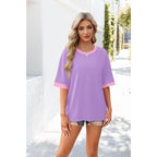 OFEEFAN Summer Tops for Women 2026 Short Sleeve Shirts Dressy Casual Crew Neck Tshirts Fashion