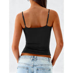 Women's Double Lined Square Neck Tank Top Black