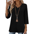 Women's Cotton Linen Tunic Top Black