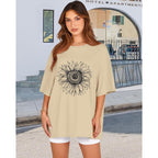 Womens Oversized Tshirt Graphic Tees Crew Neck Summer Short Sleeve Loose Fit Tops 2026