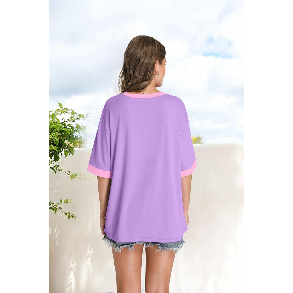OFEEFAN Summer Tops for Women 2026 Short Sleeve Shirts Dressy Casual Crew Neck Tshirts Fashion