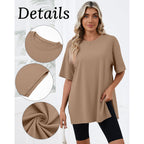 Huukeay 3 Pack Women's Oversized Workout T Shirts Short Sleeve Loose Fit Gym Tops Crewneck Casual Summer Basic Tees