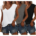 Bliwov 3 Pack Womens Cap Sleeve Tops V Neck T Shirts Summer Spring Outfits Beach Vacation Fashion Tee Blouse Workout Clothes