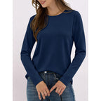 ANRABESS Long Sleeve Shirts for Women,Soft Stretchy Wrinkle-Free Tops,Casual Crew Neck T Shirt for Work Daily Fall
