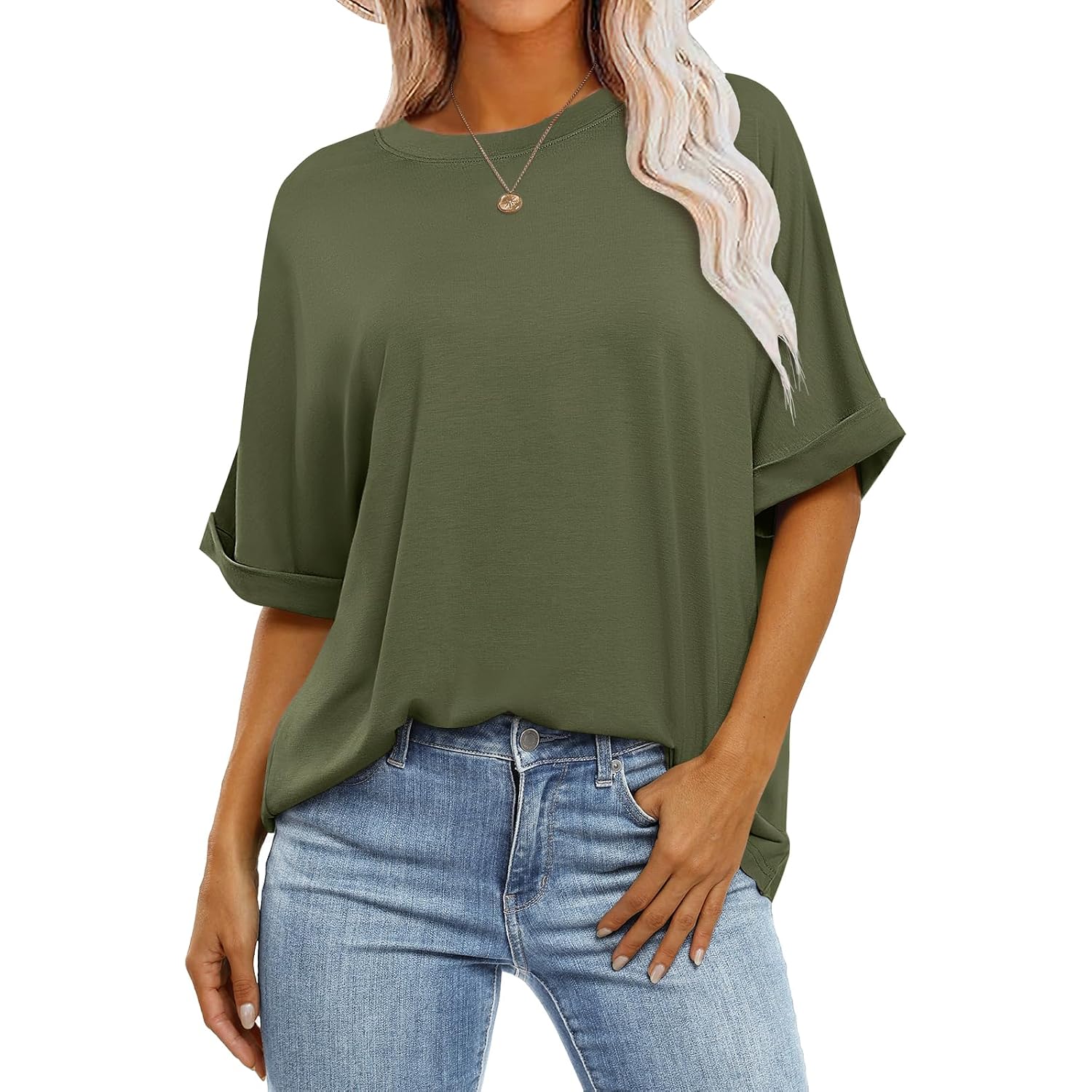 ANRABESS Womens Tops Oversized T Shirts Short Sleeve Crewneck Summer Casual Loose Basic Tee Shirt 2026 Trendy Fashion Clothes