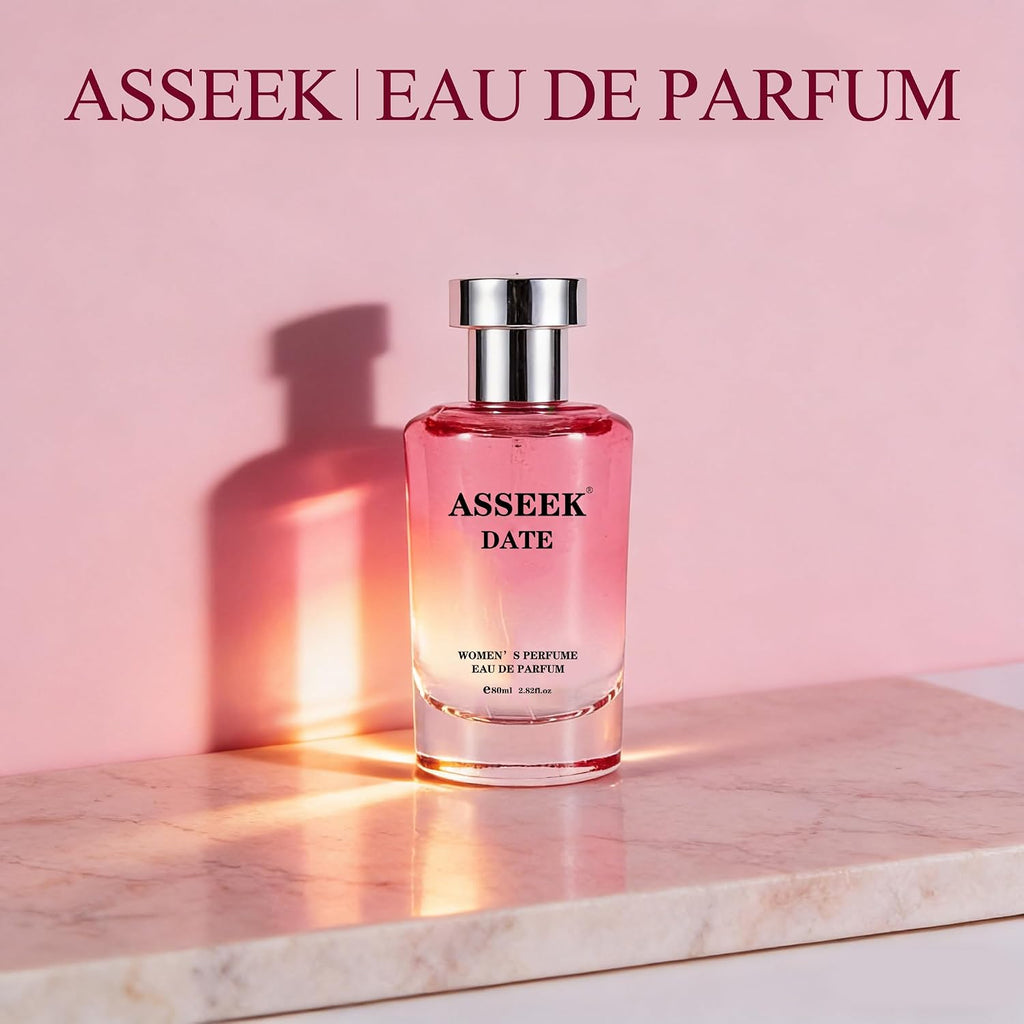 DATE Women's Eau de Parfum 80ml/2.82fl oz, Oriental Floral Scent with Pistachio Almond Jasmine Vanilla Notes, Long-Lasting Fragrance for Date & Gift