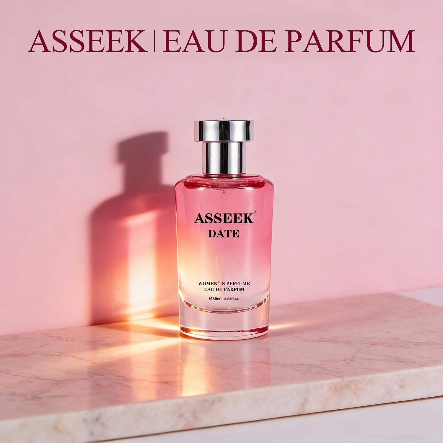 DATE Women's Eau de Parfum 80ml/2.82fl oz, Oriental Floral Scent with Pistachio Almond Jasmine Vanilla Notes, Long-Lasting Fragrance for Date & Gift