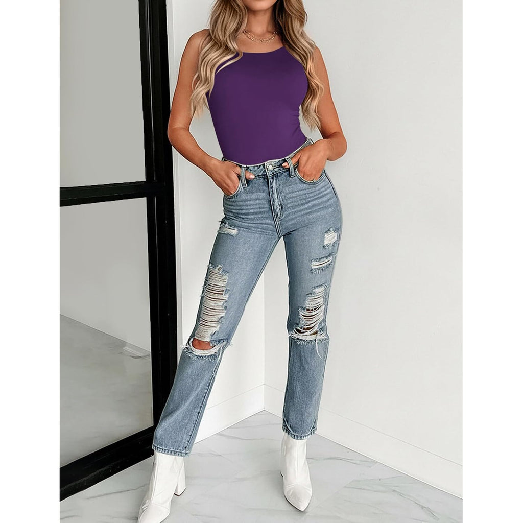 Zeagoo Womens Double Lined Crew Neck Tank Tops Cute Summer Sleeveless Workout Tops Basic Going Out Clothes 2026