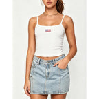 Women's Graphic Embroidered Tank Top Flag White