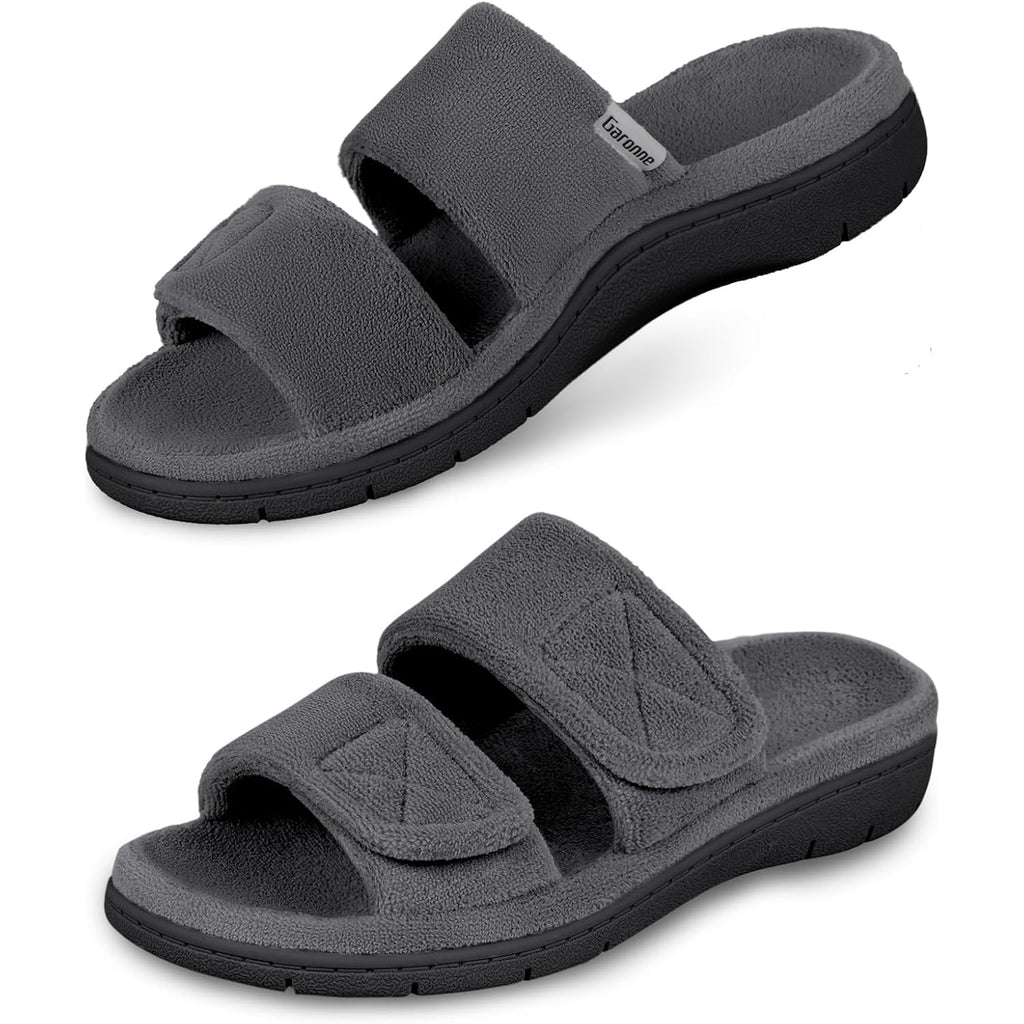 Women's Slippers Dual-Strap Dark Grey