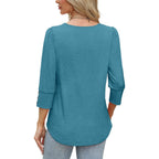 OFEEFAN Womens Tops 3/4 Sleeve with Buttons Dressy Casual Blouses Summer Outfits Beach Vacation Plus Size Spring Clothes