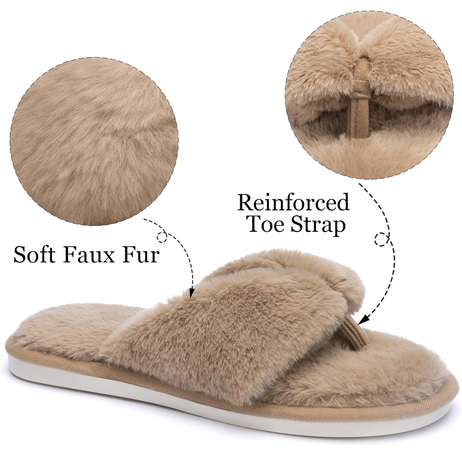 Women's Slippers Fluffy Dark Brown