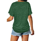 Women's Side Shirring V-Neck Tunic Top Green